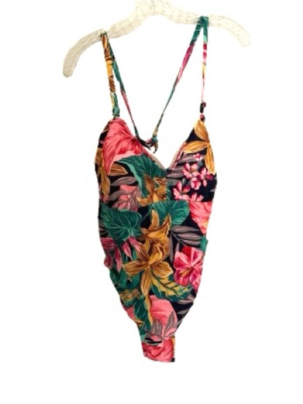 KONA SOL Tropical One-Piece Swimsuit, Black/Pink/Green/Yellow Plus Size 18W NWOT